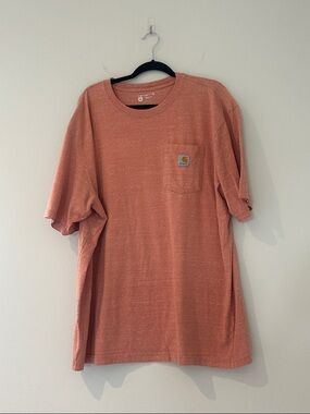 Carhartt XL Short-Sleeve Pocket Tee in Heathered Coral-Orange